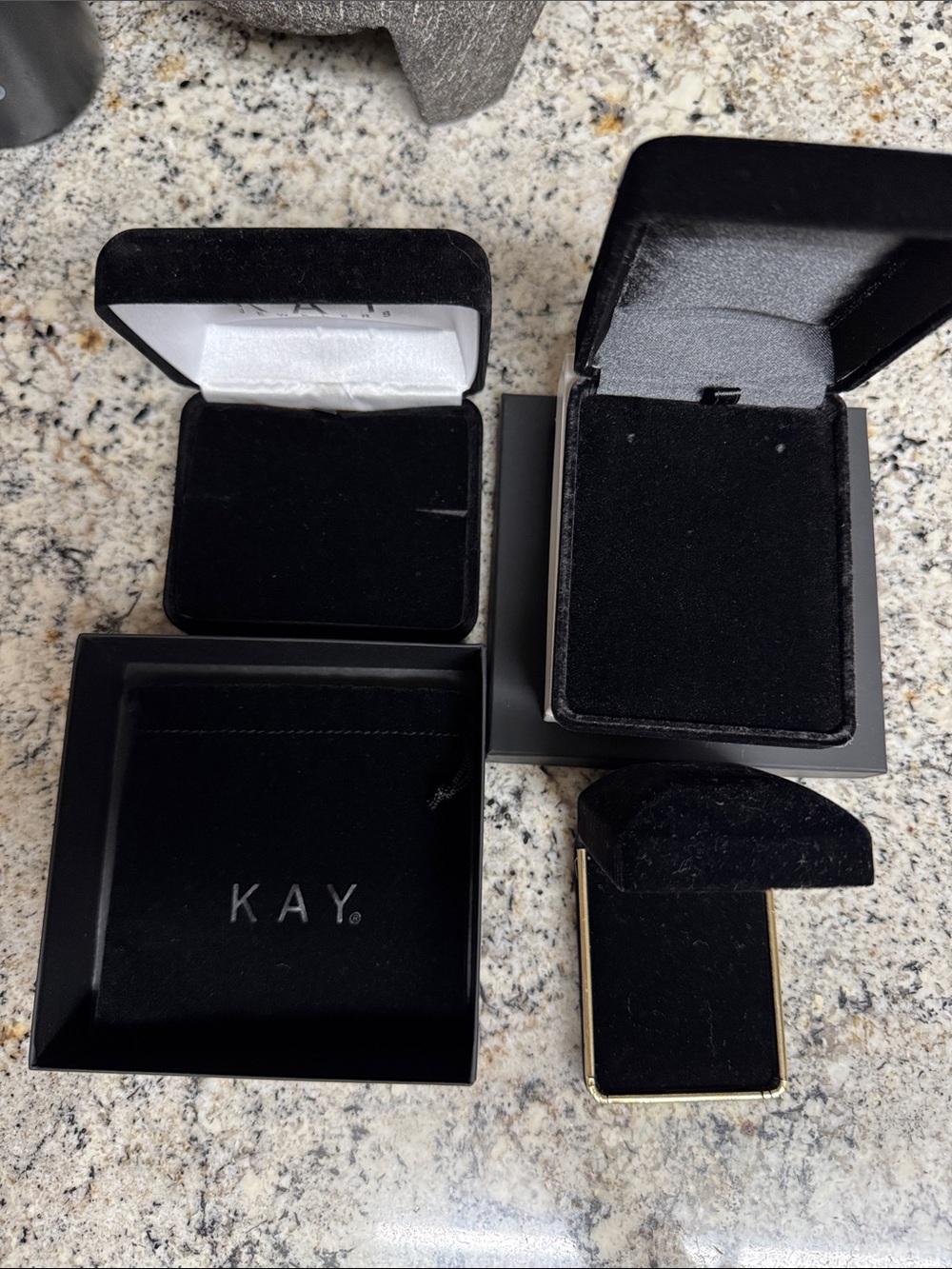 Kay Jewelers Black Velvet Jewelry Boxes - Set of 4